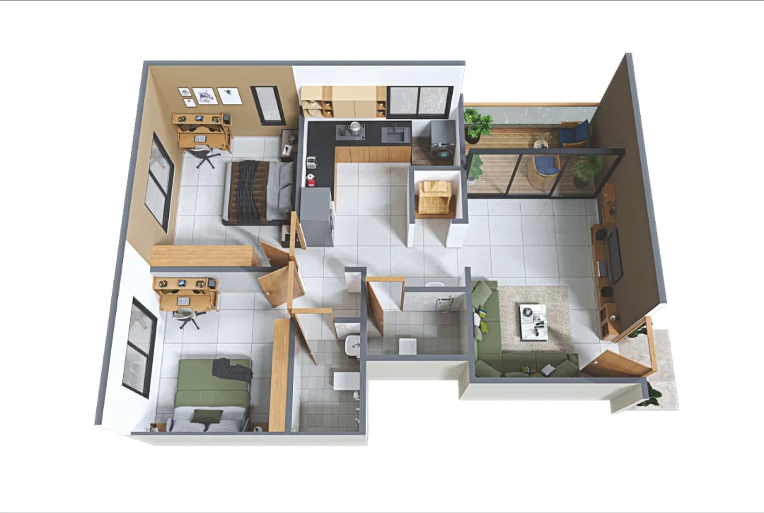 Vision Prisa Ravet 2 BHK Floorplan